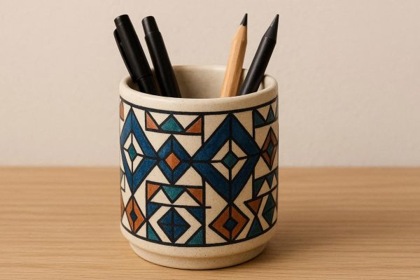 11 Ceramic Geometric Pattern Pen Pot
