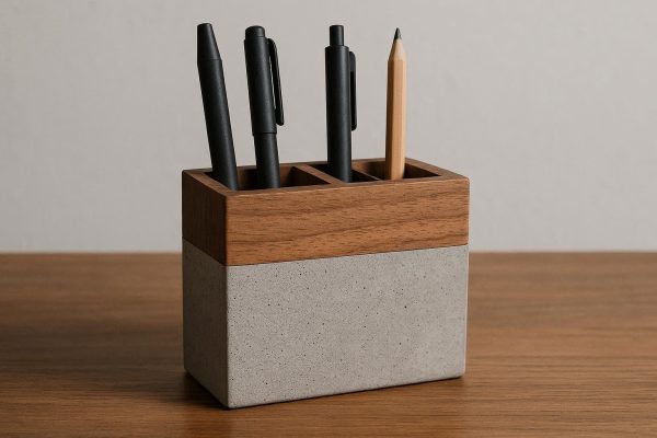 16 Concrete and Wood Modern Pen Holder