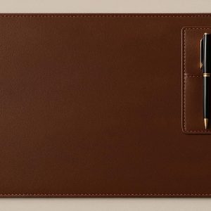 Leather Desk Blotter Pad with Pen Holder