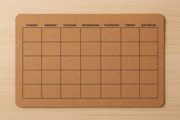 Cork Desk Protector Mat with Calendar Grid